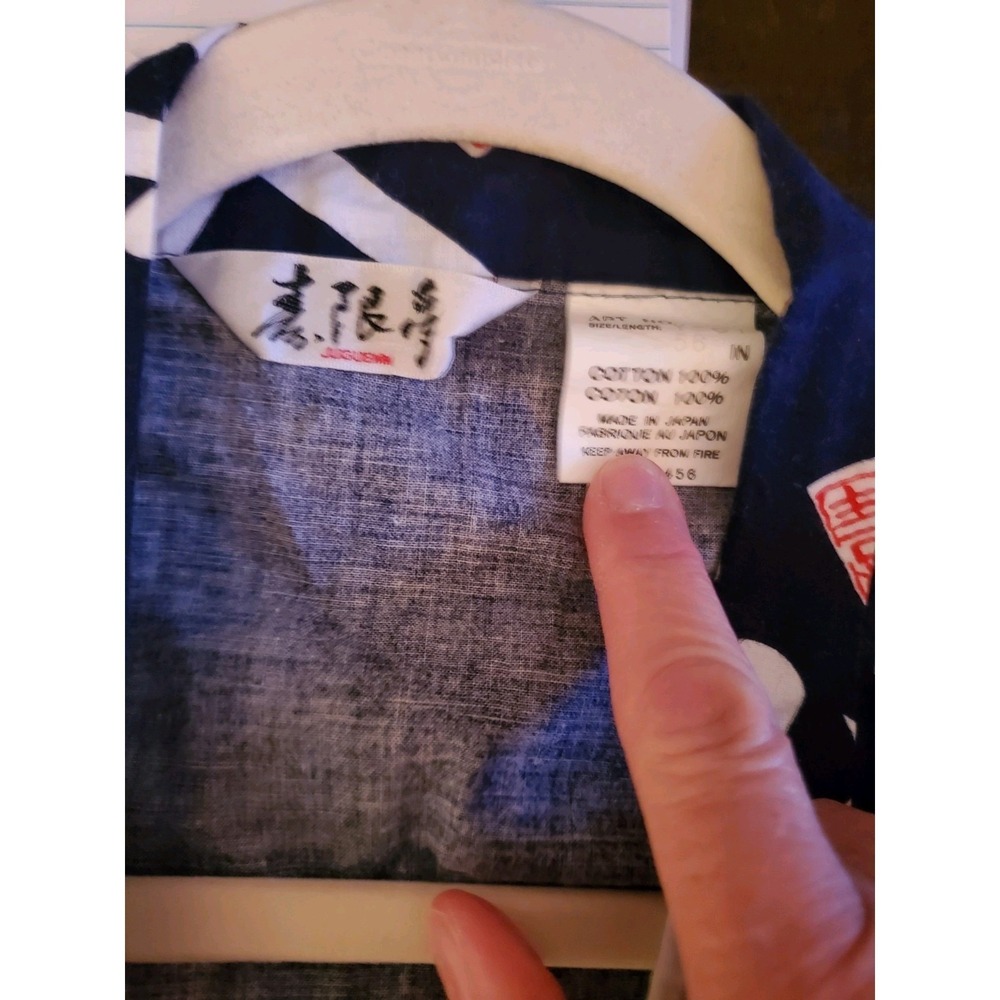 Tokyo Blue Bathrobe Lightweight 100% Cotton Kimono Spa Sleepware Pool Cover-up - Picture 6 of 8